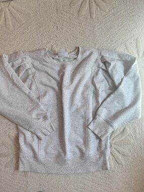 J. Jill Speckled Heather Crewneck Sweatshirt in Light Gray